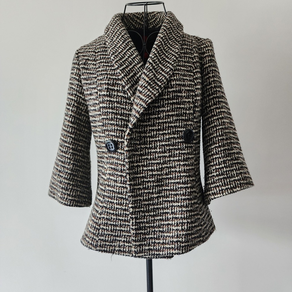 5/48 Tweed Jacket Women XS Brown Quiet Luxury Dark Academia Professional